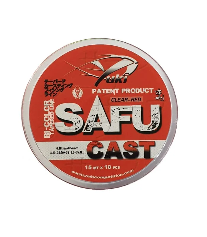 Yuki Safu Cast Shock Leader Tapered Clear/ Red 10x15m